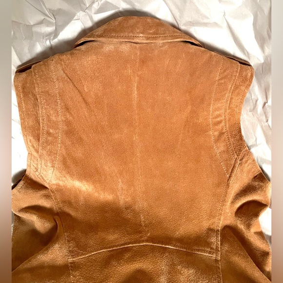 New BlankNYC Genuine Suede Leather moto vest size small camel sleeveless jacket - Picture 10 of 12